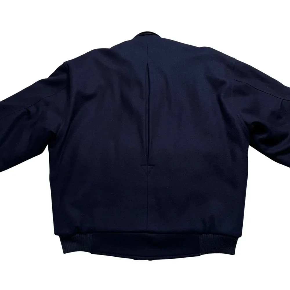 Vintage Gant Heavy Wool Bomber Jacket Quilted Lining Winter Navy Blue Men’s Sz M